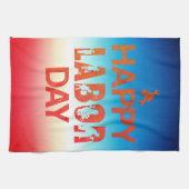 Retro Happy Labour Day in Retro Red Geschirrtuch (Horizontal)
