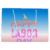 Retro Happy Labour Day in Retro Red Große Geschenktüte (Rückseite)