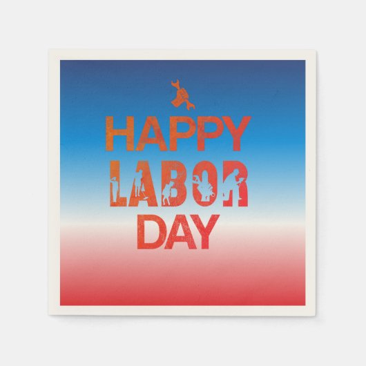Retro Happy Labour Day in Retro Red Serviette (Vorderseite)