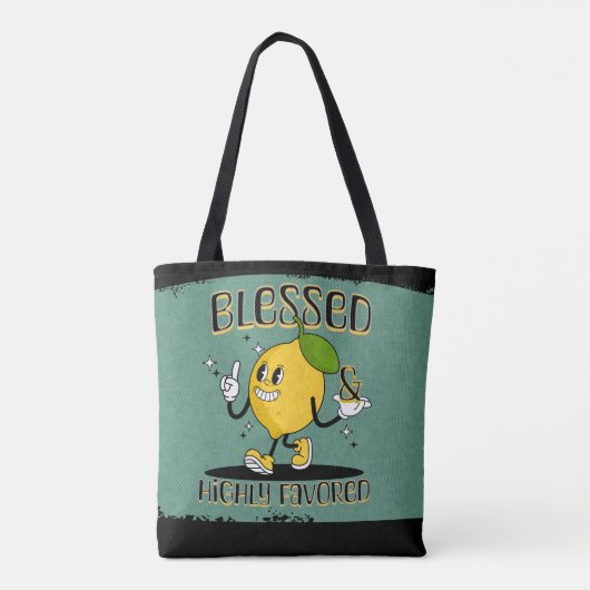 Retro Happy Lemon Gesegnet und stark begünstigt Tasche (Rückseite)