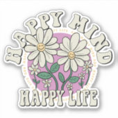 Retro Happy Mind Happy Life Aufkleber (Vorderseite)