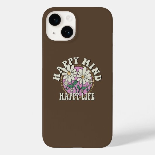 Retro Happy Mind Happy Life Case-Mate iPhone Hülle (Rückseite)