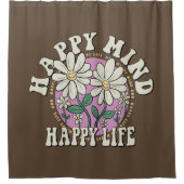 Retro Happy Mind Happy Life Duschvorhang (Vorderseite)