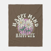 Retro Happy Mind Happy Life Fleecedecke (Vorderseite)