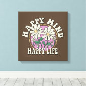 Retro Happy Mind Happy Life Leinwanddruck (Insitu (Holzboden))