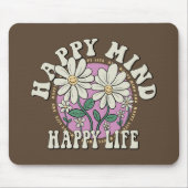 Retro Happy Mind Happy Life Mousepad (Vorne)