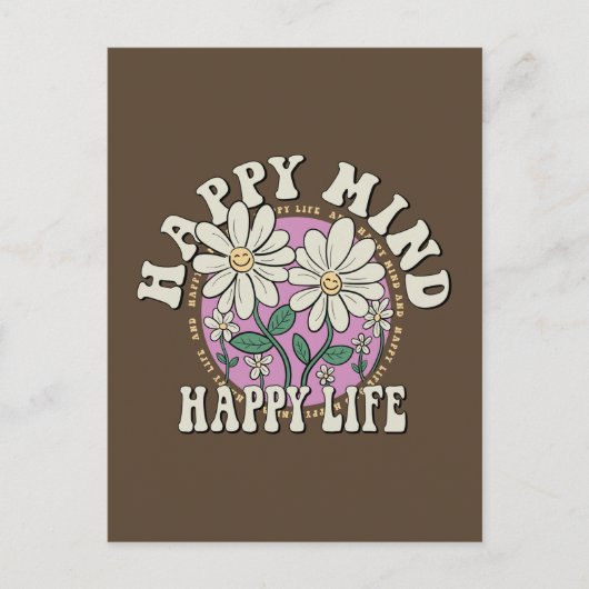 Retro Happy Mind Happy Life Postkarte (Vorderseite)
