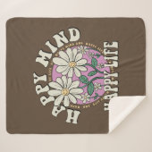 Retro Happy Mind Happy Life Sherpadecke (Vorderseite (Horizontal))