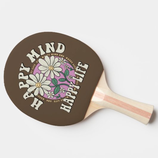 Retro Happy Mind Happy Life Tischtennis Schläger (Seitenansicht)