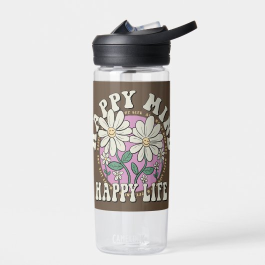 Retro Happy Mind Happy Life Trinkflasche (Links)