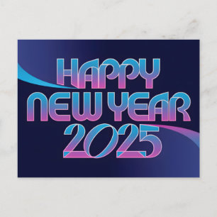 Retro Happy New Year 2025 Feiertagspostkarte