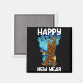 Retro Happy New Year 2026 Bigfoot Lovers New Years Magnet (Vorderseite/Rückseite)