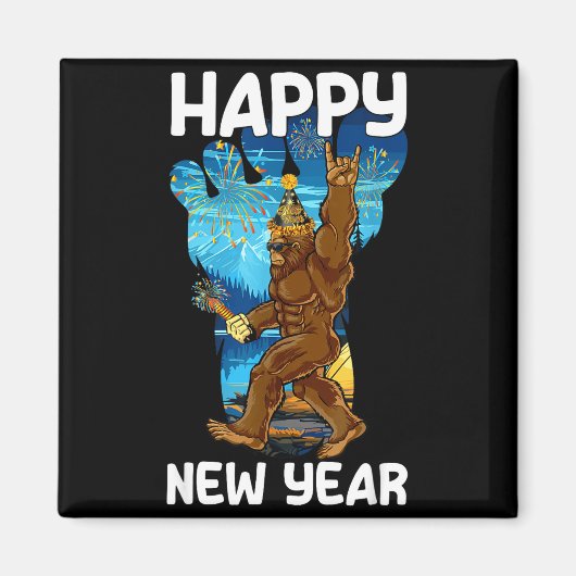 Retro Happy New Year 2026 Bigfoot Lovers New Years Magnet (Vorne)
