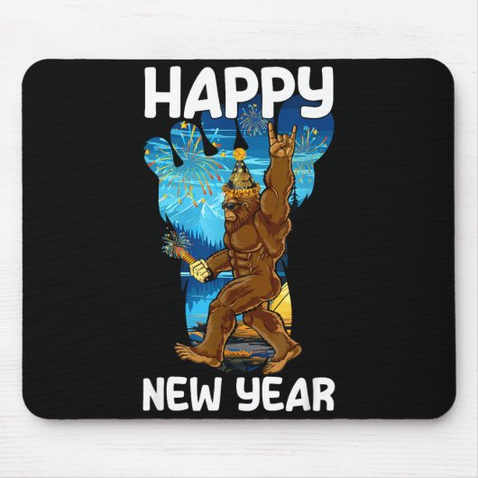 Retro Happy New Year 2026 Bigfoot Lovers New Years Mousepad (Vorne)