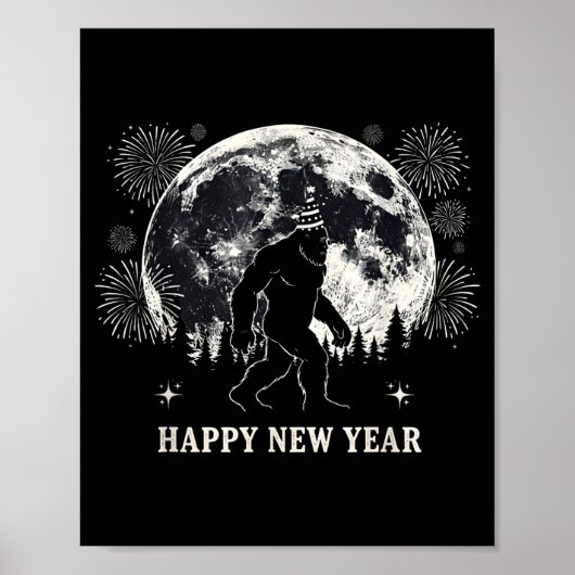 Retro Happy New Year 2026 Bigfoot Night New Years  Poster (Vorne)