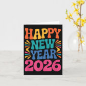 Retro Happy New Year 2026 Karte (Gelbe Blume)