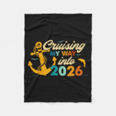 Retro Happy New Year 2026 Nye Disco Cute Bow Hipe Fleecedecke (Vorderseite)