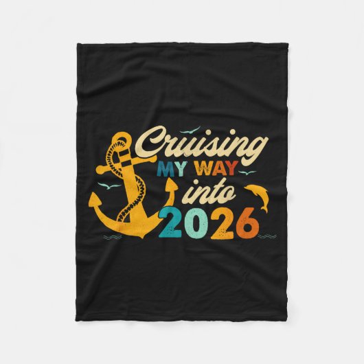 Retro Happy New Year 2026 Nye Disco Cute Bow Hipe Fleecedecke (Vorderseite)