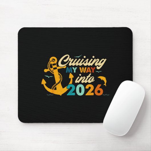 Retro Happy New Year 2026 Nye Disco Cute Bow Hipe  Mousepad (Mit Mouse)