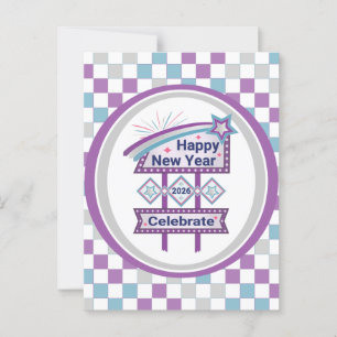 Retro-Happy-New-Year-Schild – Feiern Sie Marquee Postkarte