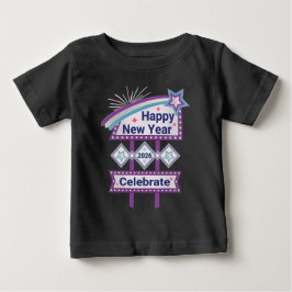 Retro Happy New Year Sign - Celebrate Marquee Baby T-shirt