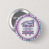 Retro Happy New Year Sign - Celebrate Marquee Button (Vorne & Hinten)