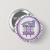 Retro Happy New Year Sign - Celebrate Marquee Button (Vorne & Hinten)