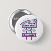 Retro Happy New Year Sign - Celebrate Marquee Button (Vorne & Hinten)
