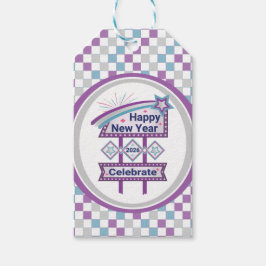 Retro Happy New Year Sign - Celebrate Marquee Geschenkanhänger