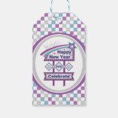 Retro Happy New Year Sign - Celebrate Marquee Geschenkanhänger (Rückseite)