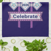 Retro Happy New Year Sign - Celebrate Marquee Geschirrtuch (Gefaltet)