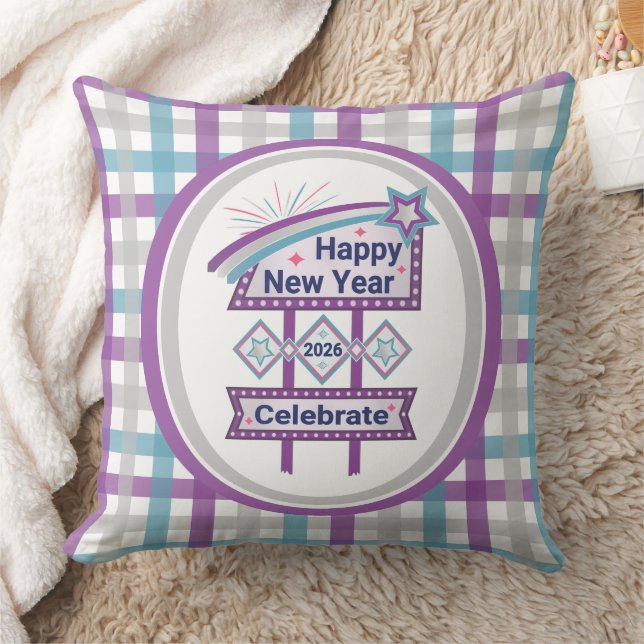 Retro Happy New Year Sign - Celebrate Marquee Kissen (Decke)