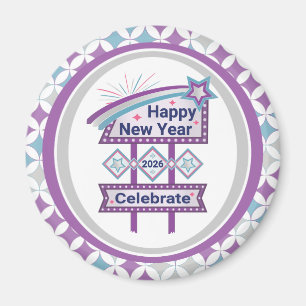 Retro Happy New Year Sign - Celebrate Marquee Magnet