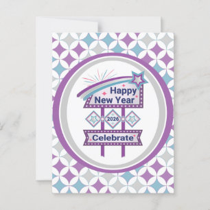 Retro Happy New Year Sign - Celebrate Marquee Postkarte