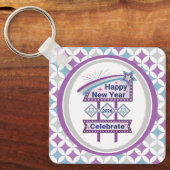 Retro Happy New Year Sign - Celebrate Marquee Schlüsselanhänger (Vorderseite)