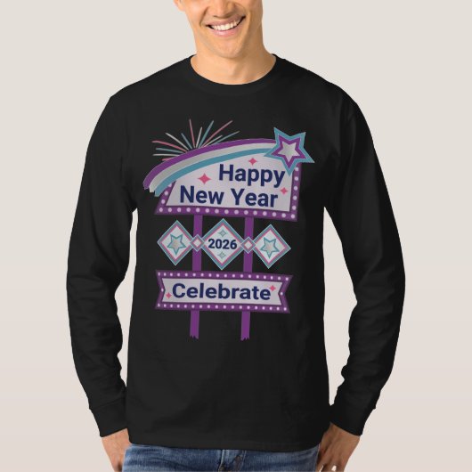 Retro Happy New Year Sign - Celebrate Marquee T-Shirt (Vorderseite)