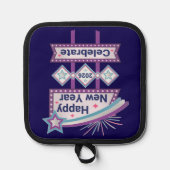 Retro Happy New Year Sign - Celebrate Marquee Topflappen (Vorderseite)