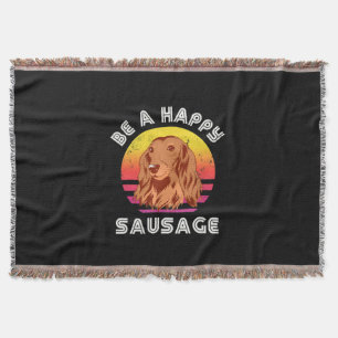 Retro Happy Sausage Dog Decke