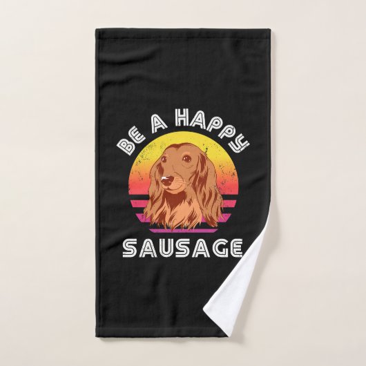Retro Happy Sausage Dog Handtuch (Handtuch)