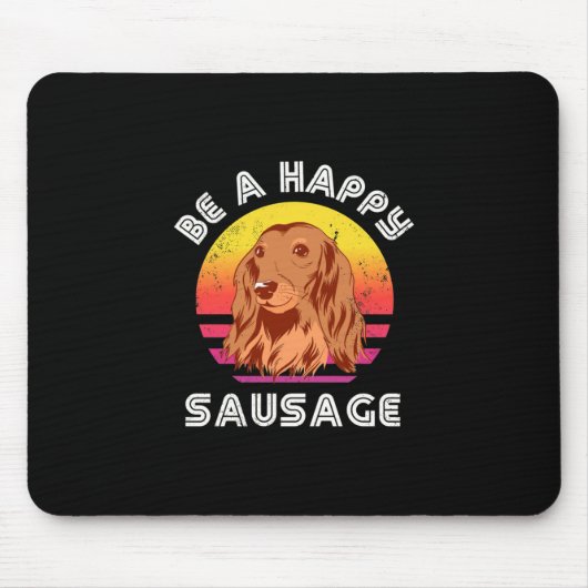 Retro Happy Sausage Dog Mousepad (Vorne)