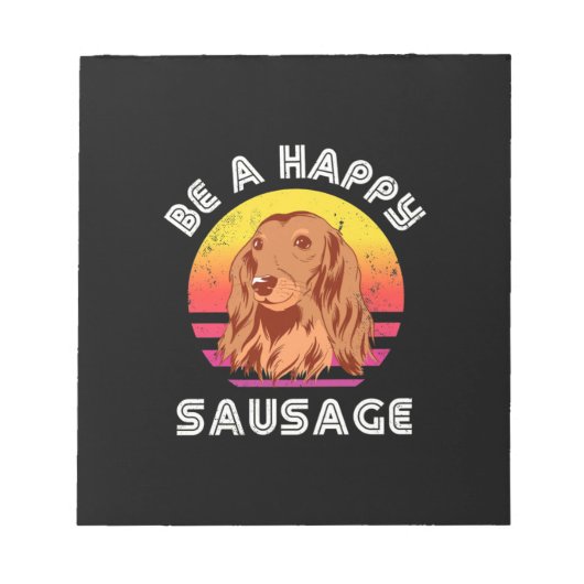 Retro Happy Sausage Dog Notizblock (Vorderseite)