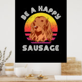 Retro Happy Sausage Dog Poster (Küche)
