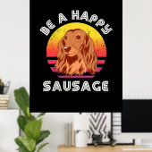 Retro Happy Sausage Dog Poster (Heimbüro)