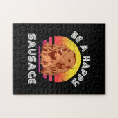 Retro Happy Sausage Dog Puzzle (Horizontal)