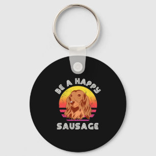 Retro Happy Sausage Dog Schlüsselanhänger