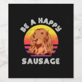 Retro Happy Sausage Dog Weinetikett (Einzelnes Label)
