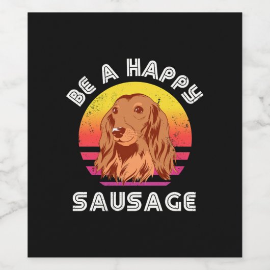 Retro Happy Sausage Dog Weinetikett (Einzelnes Label)