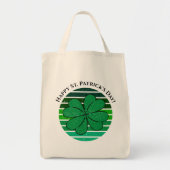 Retro Happy St. Patrick's Day Irish 4 Leaf Clover Tragetasche (Vorne)