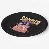 Retro Happy Summerween Funny Frankenstein Monster Pappteller (Schrägansicht)