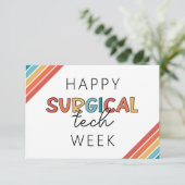 Retro Happy Surgical Tech Week Custom Dankeskarte (Stehend Vorderseite)